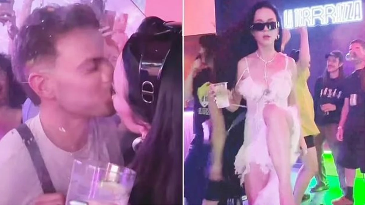 Barselona'da gittiği mekanda alkolü fazla kaçıran Amerikalı şarkıcı Katy Perry, bir hayranı ile öpüştü