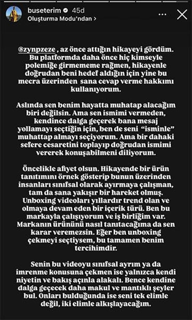 Buse Terim’den sert yanıt: Cesaretini toplayıp ismimi vererek konuşabilmeni diliyorum
