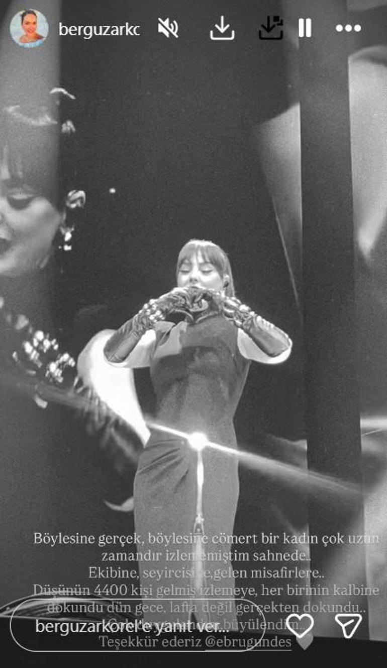 Bergüzar Korel'den Ebru Gündeş'e övgüler! 'Büyülendim'