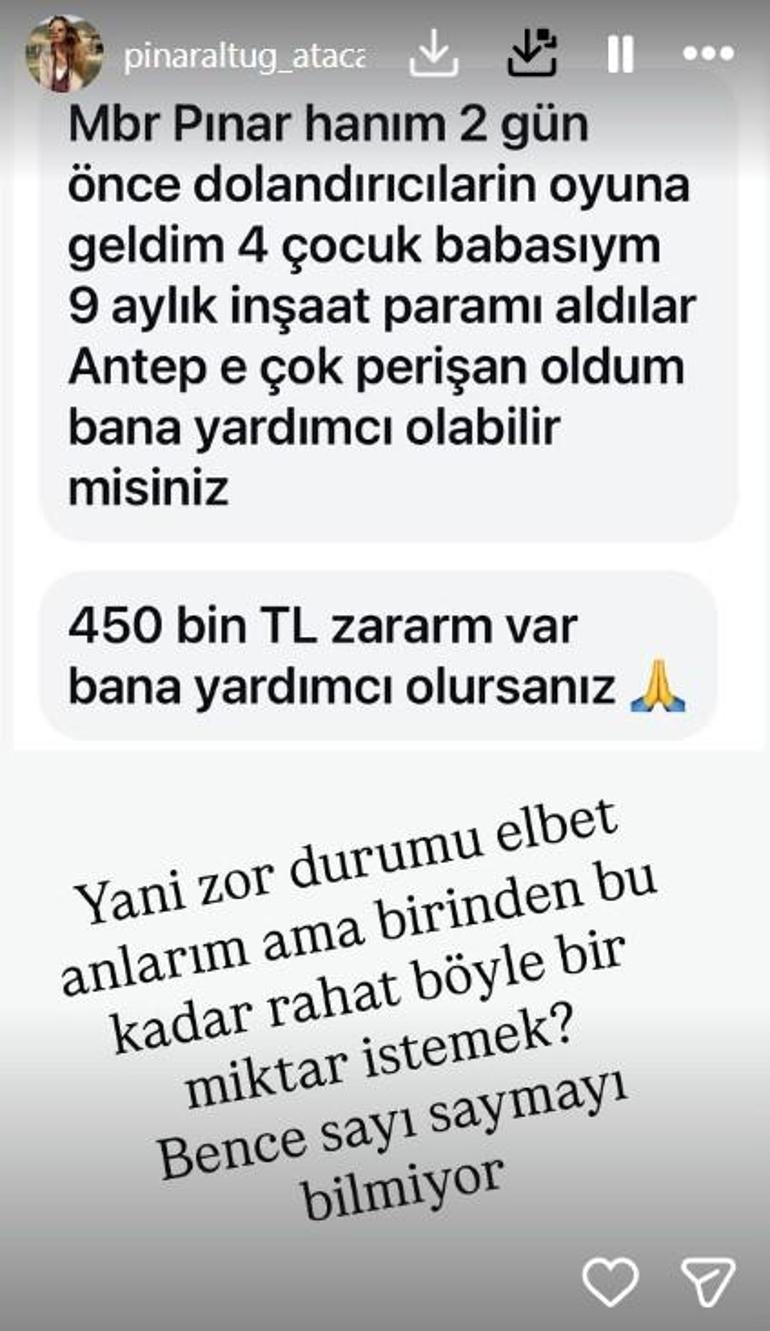 Takipçisi 450 bin TL istemişti! Pınar Altuğ'a şimdi de 'beddua' ettiler