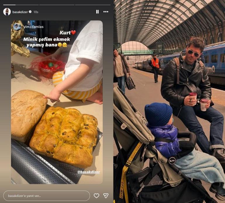 Kıvanç Tatlıtuğ’un oğlu Kurt Efe’den ekmek şov! Başak Dizer paylaştı