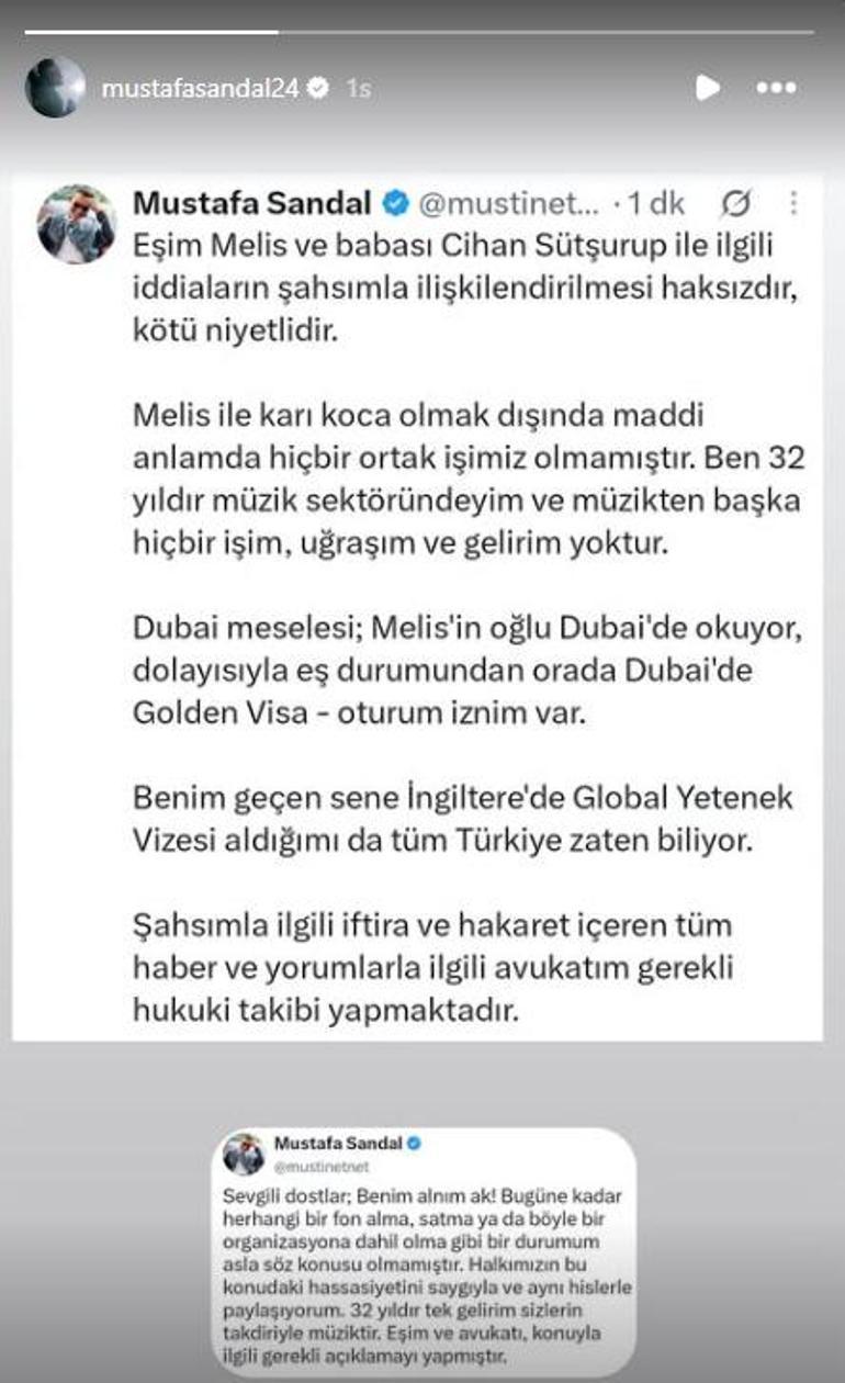 Mustafa Sandal’dan Dubai ve 11 milyar TL iddialarına yanıt! 'Eşim ama ortağım değil'